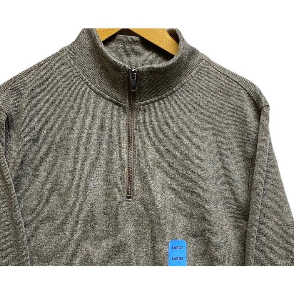 Gap Men Size L Navy Brown 1/2 Zip Mock Neck Pullover Long Sleeve Shirt NWT